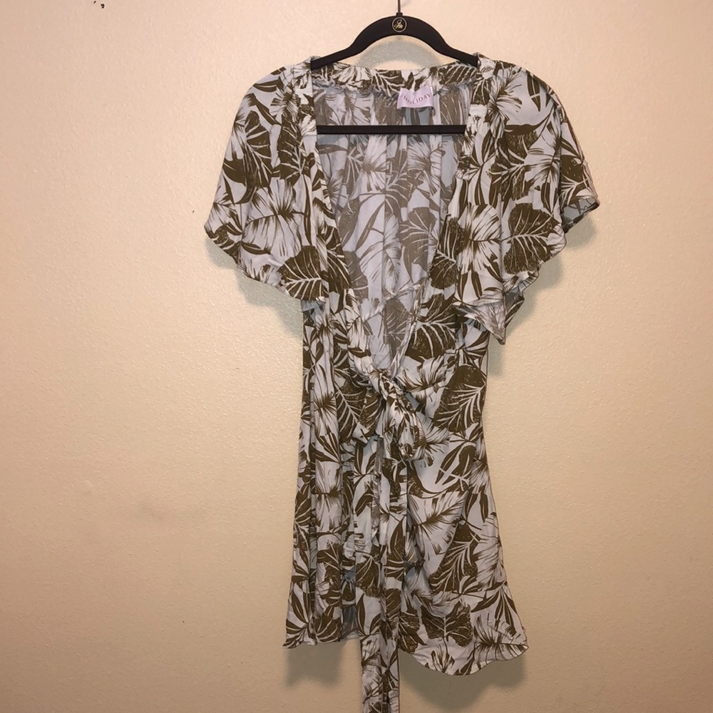 Tropical summer wrap dress